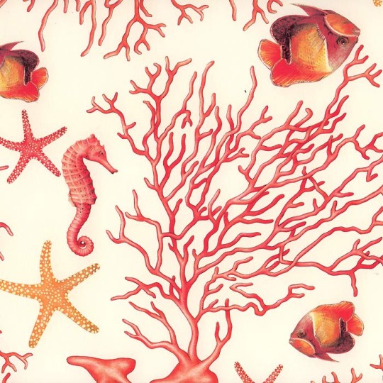 Red Coral and Fish Italian Print Paper ~ Tassotti